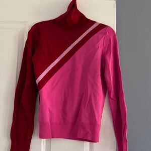 Women’s Colorblock Cowl Sweater - Pink & Burgundy